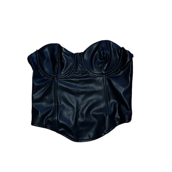 Zara Faux Leather Strapless Corset Top - Picture 1 of 4